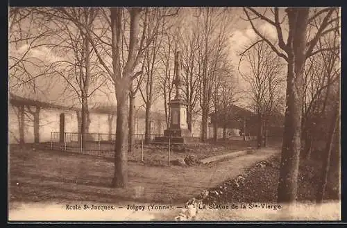 AK Joigny /Yonne, École St-Jacques et la statue de la Ste-Vierge