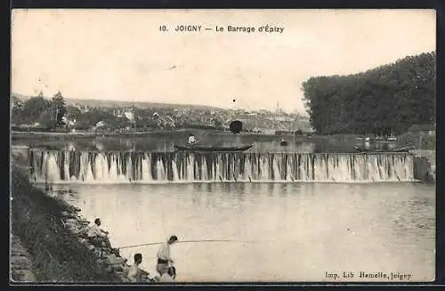 AK Joigny, Le Barrage d`Épizy et pêcheurs au bord de l`eau