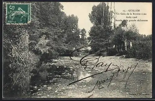 AK Guillon, Un Coin de la Rivière à sec, Août 1906, Année de la grande sécheresse