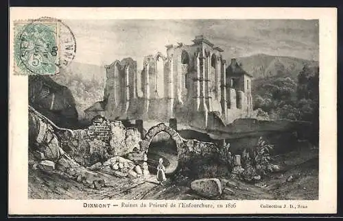 AK Dixmont, Ruines du Prieuré de l`Enfourchure en 1826