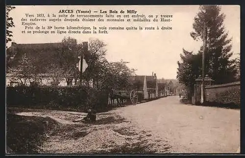 AK Arces /Yonne, Les Bois de Milly avec la voie romaine et la forêt en arrière-plan