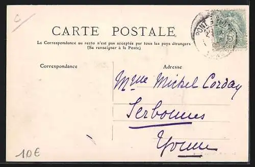 AK Pont-sur-Yonne, Vue générale du village et de la rivière environnante