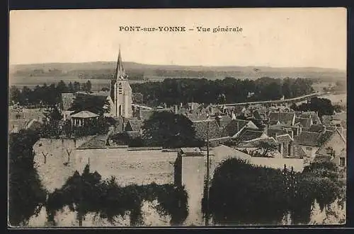 AK Pont-sur-Yonne, Vue générale
