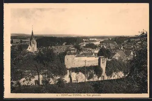 AK Pont-sur-Yonne, Vue générale
