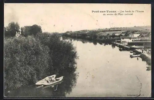AK Pont-sur-Yonne, Les bords de l`Yonne en amont du Pont national