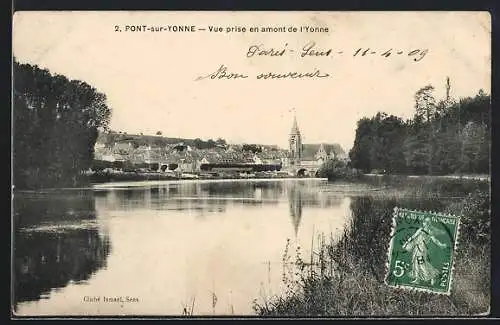 AK Pont-sur-Yonne, Vue prise en amont de l`Yonne
