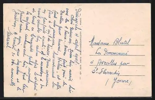 AK St-Florentin, Entrée de la ville avec arbres alignés et route principale