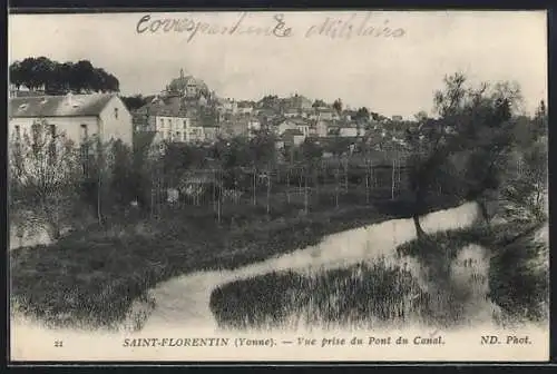 AK Saint-Florentin /Yonne, Vue prise du Pont du Canal