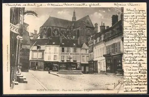 AK Saint-Florentin, Place des Fontaines, Église
