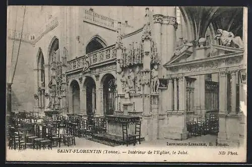 AK Saint-Florentin /Yonne, Intérieur de l`Église, le Jubé