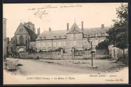 AK Saint-Bris /Yonne, La Mairie et l`Église
