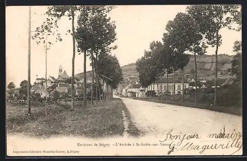 AK St-Aubin-sur-Yonne, L`Arrivée à St-Aubin-sur-Yonne et paysage rural