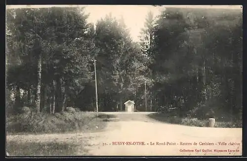 AK Bussy-en-Othe, Le Rond-Point, Routes de Cerisiers, Ville châtiuve