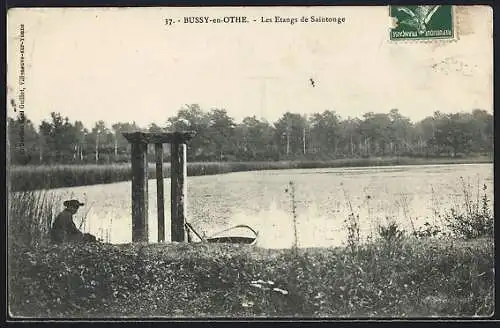 AK Bussy-en-Othe, Les Étangs de Saintonge avec pêcheur au bord de l`eau