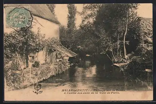 AK Malay-le-Petit, Paysage sur la Vanne à l`usine des eaux de la Ville de Paris