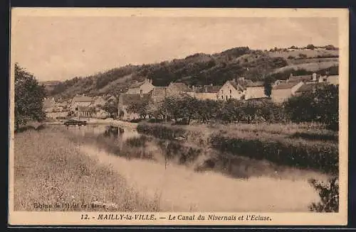 AK Mailly-la-Ville, Le Canal du Nivernais et l`Écluse