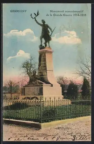 AK Germigny, Monument commémoratif de la Grande Guerre 1914-1918