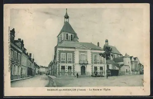 AK Brienon-sur-Armancon /Yonne, La Mairie et l`Église