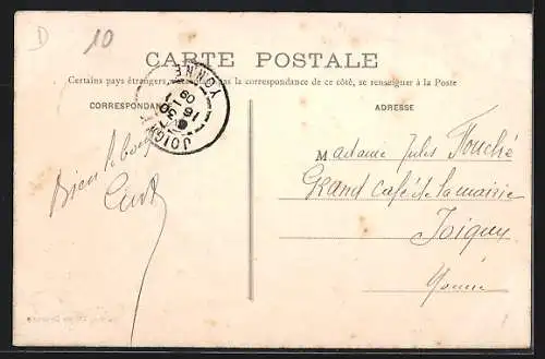 AK Brienon-sur-Armancon, Un coin de l`Armancon avec un pont en bois et arbres environnants