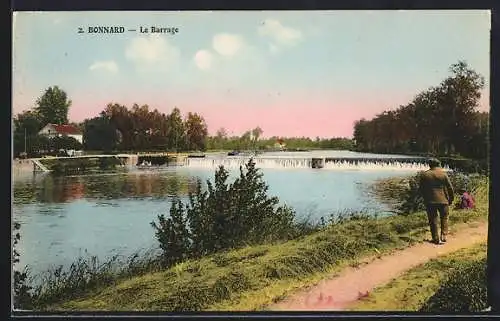 AK Bonnard, Le Barrage et promenade au bord de l`eau