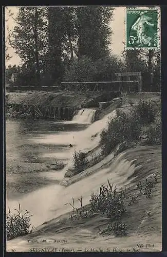 AK Seignelay /Yonne, Le Moulin du Hameau, le Bief