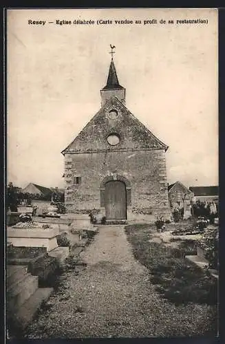 AK Rosoy, Église délabrée, Carte vendue au profit de sa restauration