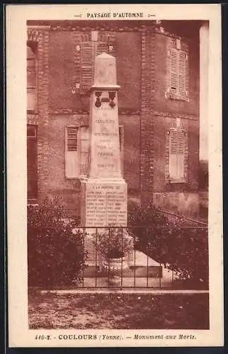 AK Coulours /Yonne, Monument aux Morts