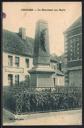 AK Cérisiers, Le Monument aux Morts