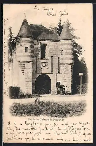 AK Thorigny-sur-Oreuse, Entrée du Château de Fleurginy