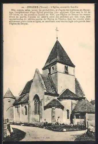 AK Druyes /Yonne, L`Église, ensemble Sud-Est