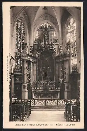 AK Villeneuve-l`Archevêque /Yonne, L`Église, Le Choeur