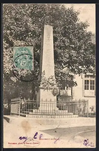AK Charny /Yonne, Monument canonnier entouré d`arbres