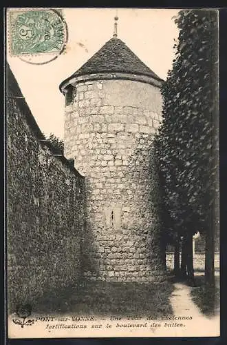 AK Pont-sur-Yonne, Une tour des anciennes fortifications sur le boulevard des buttes