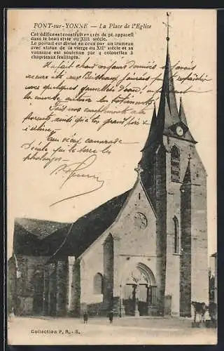 AK Pont-sur-Yonne, La Place de l`Église