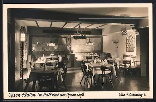 AK Wien, Restaurant Opern-Klause im Halbstock des Opern-Café, Opernring 4