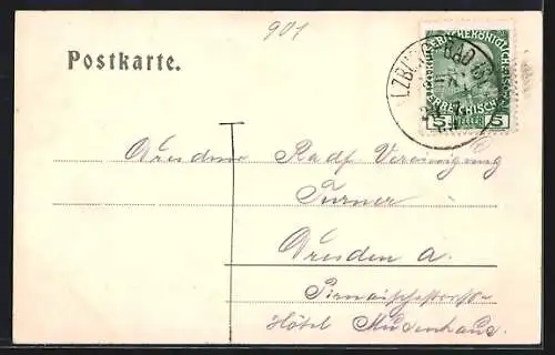 AK Schafberg, Gasthaus Schafbergalpe mit kleiner Versammlung und Bergpanorama