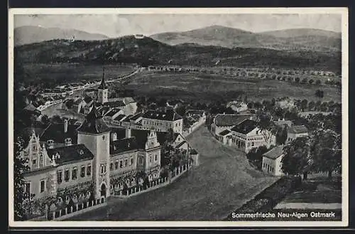 AK Tulln /N.-Oe., Neu-Aigen mit Strassen und Bergpanorama aus der Vogelschau