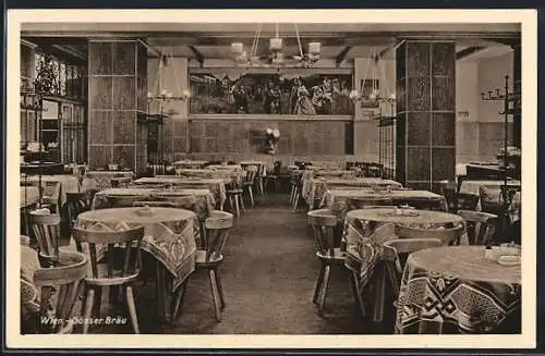 AK Wien, Restaurant Gösser Bräu, Elisabethstrasse 3, Innenansicht mit Gemälde