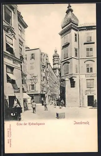 AK Innsbruck, Josef Putzenbacher Seilerei an der Ecke der Riebachgasse