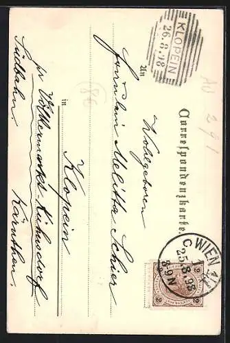 Lithographie Wien, Karlskirche bei Nacht mit bunter Plakatwand