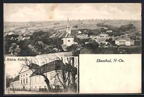 AK Ebenthal /N.-Oe., Teilansicht mit Kirche, Schloss Koburg