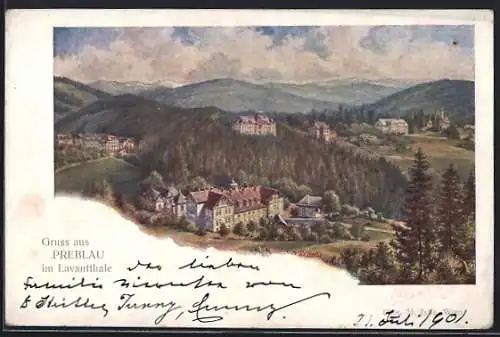 Künstler-AK Bad St. Leonhard im Lavanttal, Gruss aus Preblau