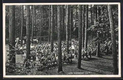 AK Rewahl /Greifenberg, Kinder-Seehospiz, Kinder an Speisetischen im Wald