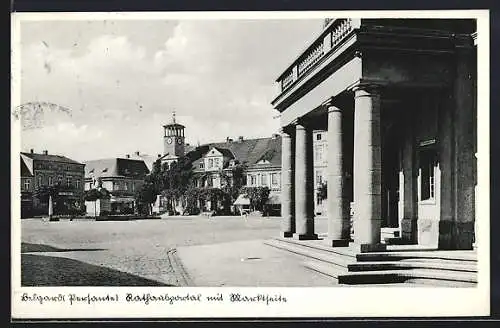 AK Belgard /Persante, Rathausportal mit Marktseite