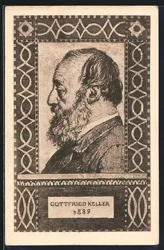 AK Gottfried Keller, 1889, Portrait