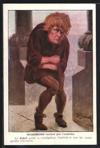 AK Quasimodo torture par l`enterite, Reklame für Jubol, Magen-Darm-Medikament