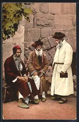 AK Juifs de Jerusalem, betagte Dorfbewohner unterhalten sich