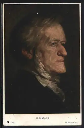 AK Richard Wagner, rechtes Profil des Komponisten