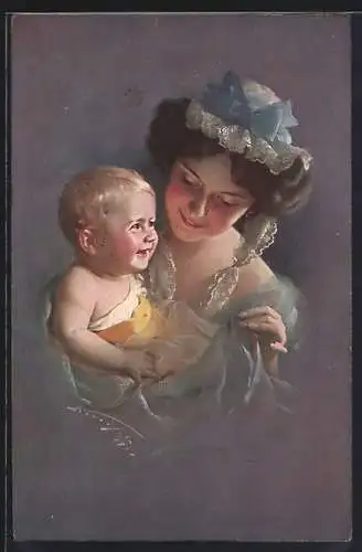 Künstler-AK Ludwig Knoefel: Mutter mit ihrem Kind