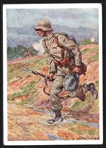 Künstler-AK Ludwig Koch: Österreichisches Bundesheer, Soldat der 2. Infanterie in Uniform
